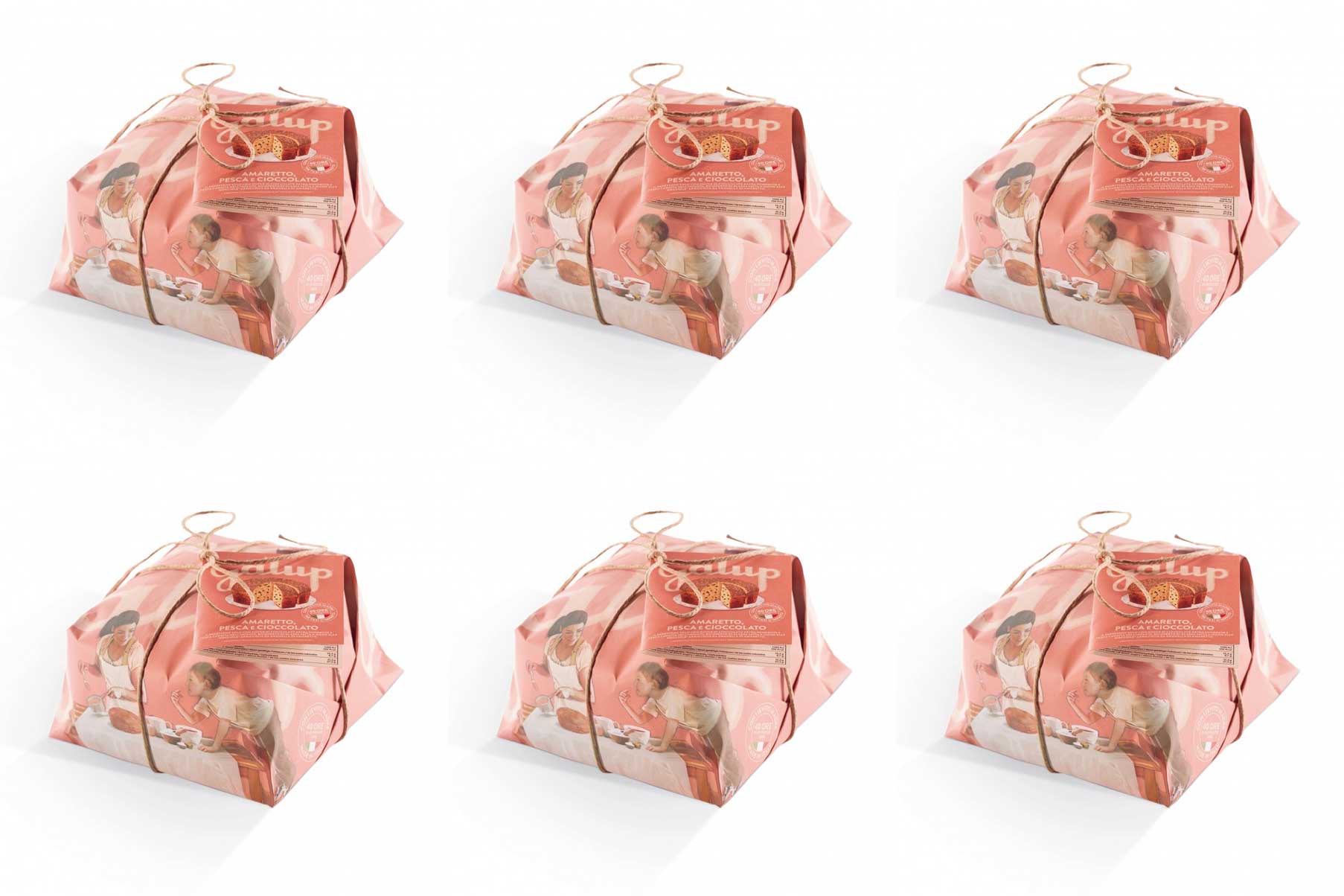 OFFERTA 6 PANETTONI AMARETTI PESCHE E CIOCCOLATO INCARTO COLOR EDITION 750GR