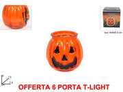 OFFERTA 6 PORTA TEALIGHT LANTERNA ZUCCA DI HALLOWEEN 8CM