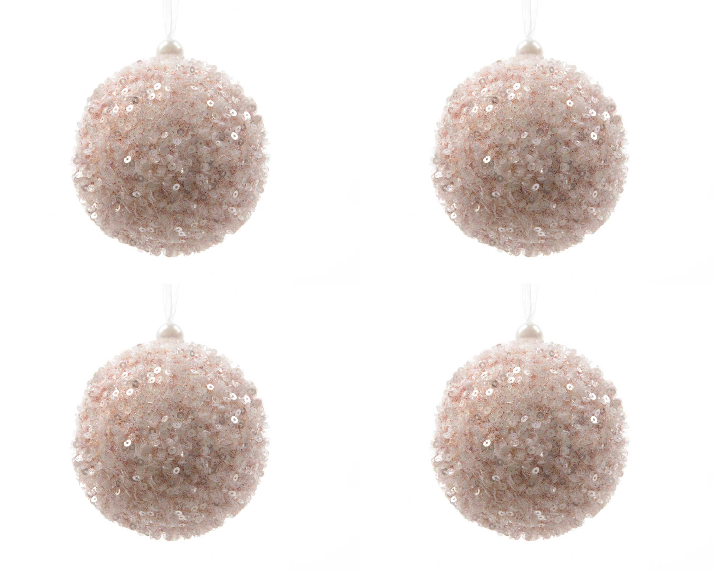 OFFERTA 4 PALLINE PERLINATE ROSA 8CM