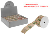 2 NASTRi DECORATIVI NATALIZI IN JUTA 4X270 CM ASSORTITI