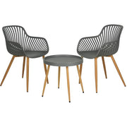 Ensemble de mobilier de balcon avec 1 table et 2 chaises, gris