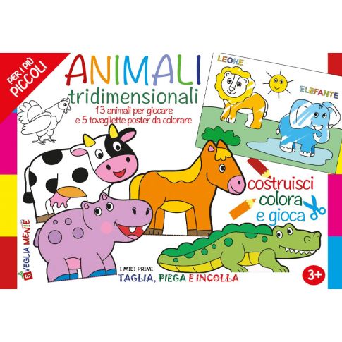 LIBRO ANIMALI 3D TAGLIA PIEGA E INCOLLA - Libri per Bambini e