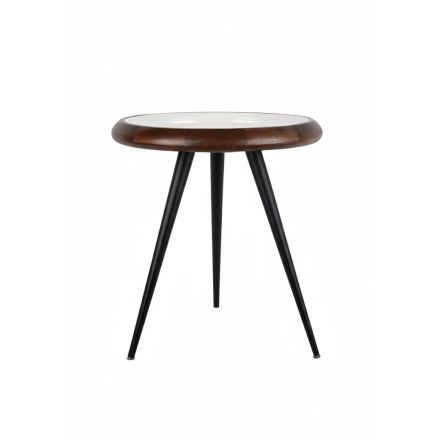 Tavolino Tripod 52x52x59 cm Noce Caldo e Avorio