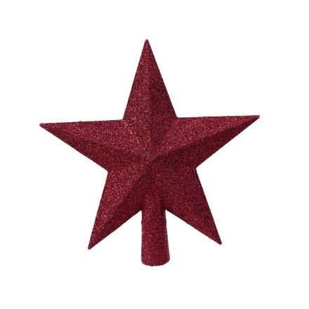 Puntale Stella di natale rosa con glitter 19cm