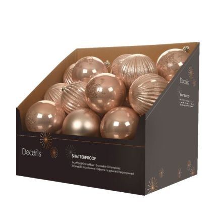 1 BOULE DE NOËL ROSE BLUSH 10CM MOTIF ASSORTI