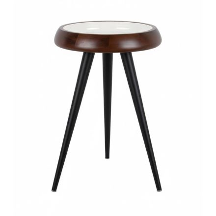 Tavolino Tripod 41.5x41.5x54 cm Noce Caldo e Avorio