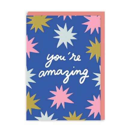 Ohh Deer Biglietto di auguri "You’re Amazing" A6, corallo/blu