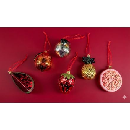 1 decorazione natalizia appendibile Frutta 9cm Multicolore Assortito