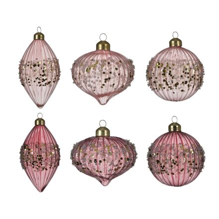 OFFERTA 3 DECORAZIONI APPENDIBILI A TEMA NATALE D8CM ROSA MODELLO ASSORTITO