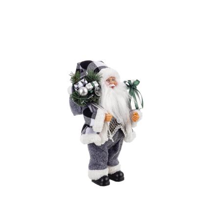 BABBO NATALE ELTON STAND GRIGIO M IN METALLO E POLIESTERE H40CM