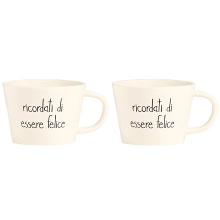 Set 2 tazze colazione "Ricordati di Essere Felice"