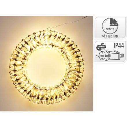 Corona luminosa a LED, 480 LED, 38 cm, colore oro