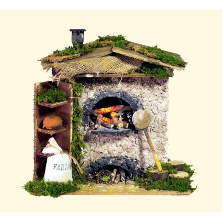 FORNO CON LAMPADA EFFETTO FIAMMA REALISTICA 20X14X18CM