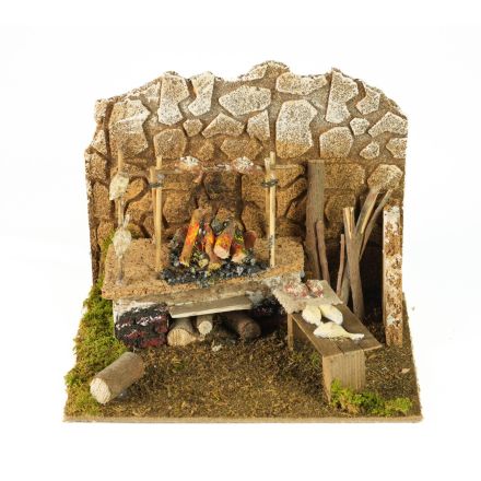 FORNO CON LAMPADA EFFETTO FIAMMA 20X14X17CM