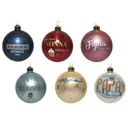 PALLINA IN VETRO CON SCRITTE D.10 COLORE ASSORTITO