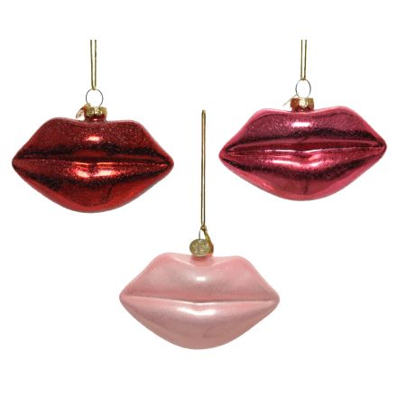 1 DECORAZIONE LABBRA H.6.10 ROSSO/ROSA DA APPENDERE MODELLO ASSORTITO