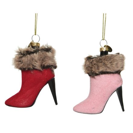 1 DECORAZIONE SCARPE H.9 ROSA/ROSSO NATALE DA APPENDERE MODELLO ASSORTITO