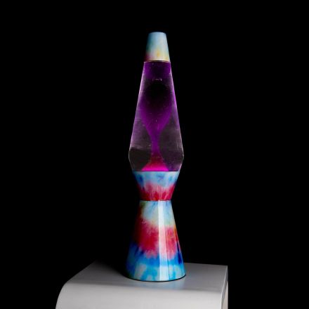 Fisura Lampada di Lava Tie Dye, 40 cm, Rosa / Blu / Liquido Trasparente / Lava Viola