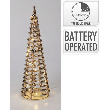 Albero decorativo a LED, 30 LED, 40 cm, colore oro, luce bianco caldo