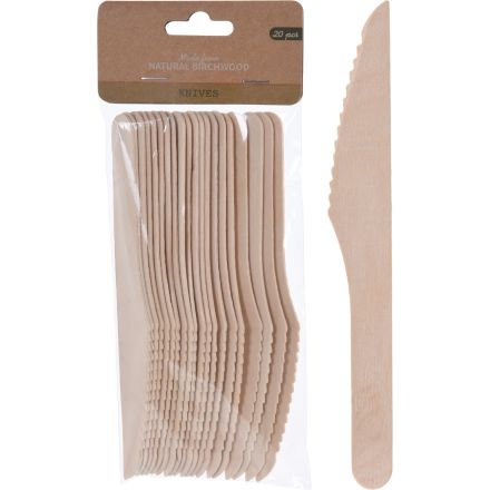 20 COLTELLI IN LEGNO NATURALE 16CM