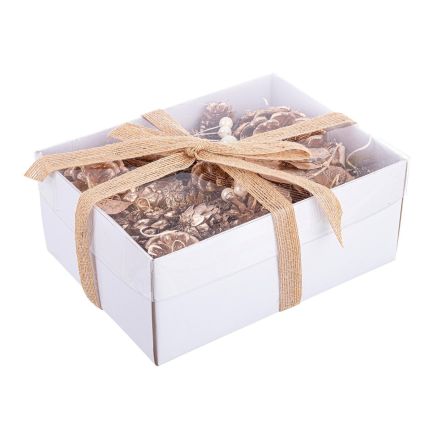 CONFEZIONE REGALO CON DECORAZIONI NATALIZIE CHAMPAGNE 20X5XH8.5CM