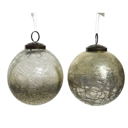 1 PALLINA IN VETRO ARGENTO D.10CM MODELLO ASSORTITO