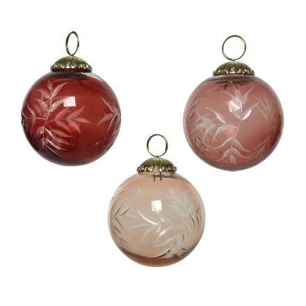 1 PALLINA IN VETRO ROSA D.7,5CM MODELLO ASSORTITO