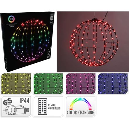 Sfera luminosa a LED RGB, 168 LED, 40 cm, multicolore