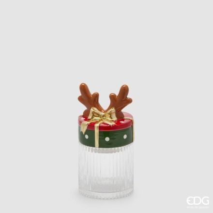 Contenitore Renna Clear H.21 D.11 Verde/Rosso