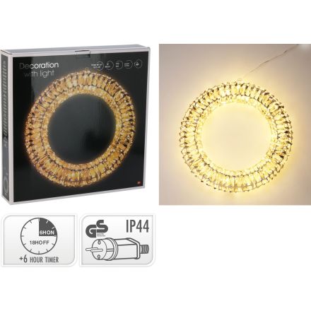 Corona luminosa a LED, 720 LED, 50 cm, colore oro