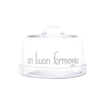 Set campana e piatto per formaggi "Un Buon Formaggio", base D24,5 cm – campana D22,5 x H16,5 cm