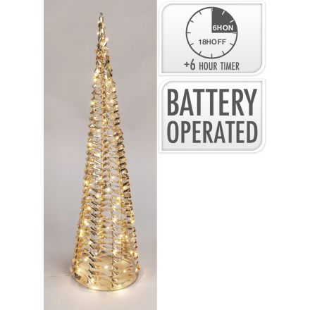 Albero decorativo a LED, 80 LED, 80 cm, colore oro, luce bianco caldo