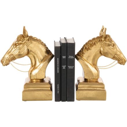 Set 2 Fermalibri Cavallo 43x12x29 cm Oro