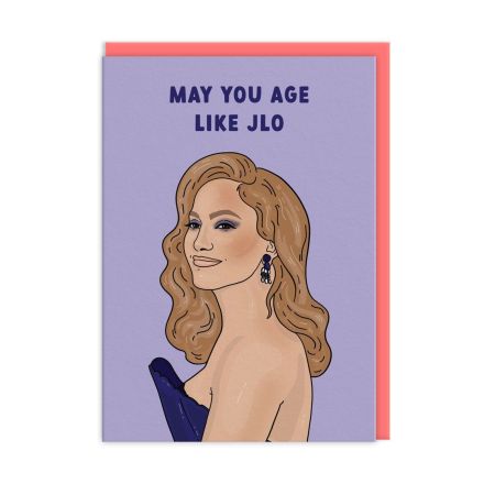Ohh Deer Biglietto di auguri "May You Age Like JLO" A6, corallo/lilla