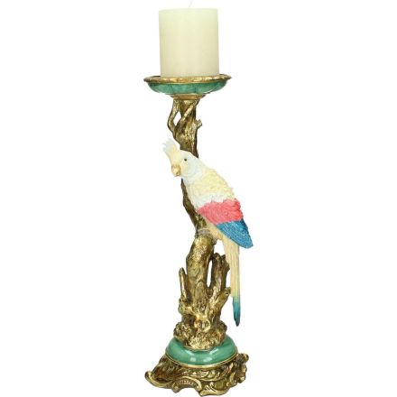 CANDELIERE CON UCCELLO 13X10X35 CM ORO