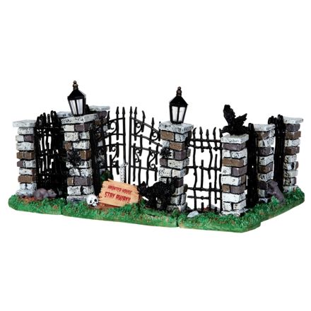 Spooky Iron Gate And Fence, Set Of 5 - LEMAX COD. 34606