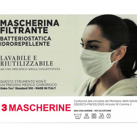 OFFERTA 3 MASCHERINE FILTRANTI BATTERIOSTATICHE IDROREPELLENTI