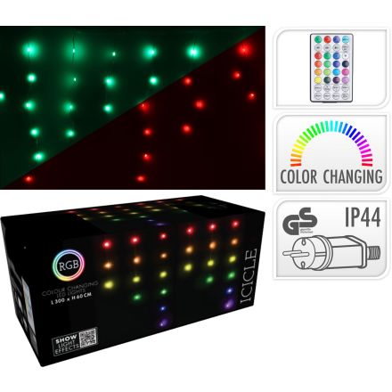 Tenda luminosa a LED RGB, 85 LED, 300x60 cm, multicolore