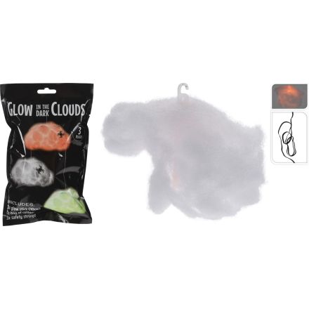 Nuvole decorative con luce, colori arancione, bianco e verde