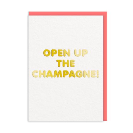 Ohh Deer Biglietto di auguri "Open the Champagne" A6, corallo/bianco