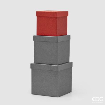 Scatola Cubo I Glitter Rosso