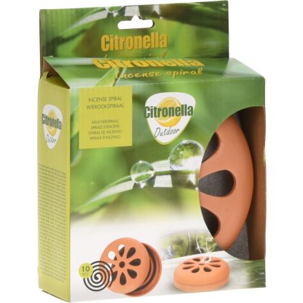 10 ZAMPIRONI ALLA CITRONELLA ANTIZANZARE +BOX IN COCCIO 15X5CM