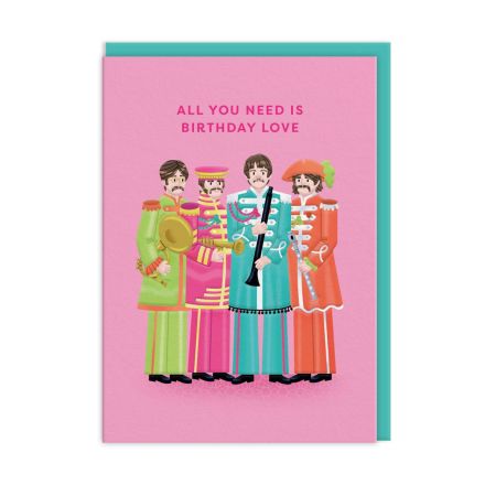 Ohh Deer Biglietto di auguri "The Beatles Birthday" A6, acqua/rosa