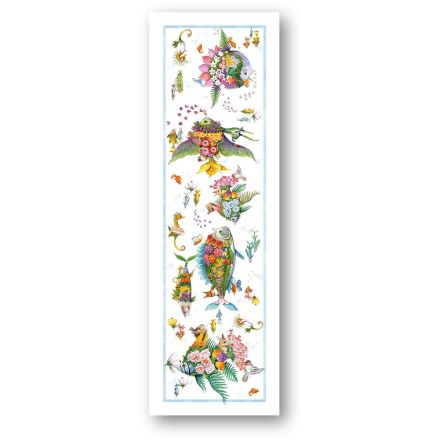 PESCIFLORA RUNNER TAVOLO VIS A VIS DI LINO 45X170