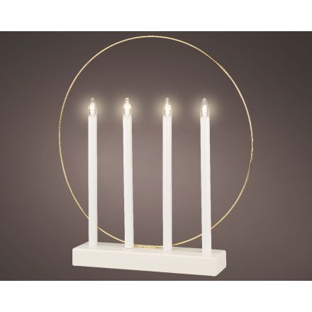 4 CANDELE LED BIANCHE CON DECORAZIONE ORO