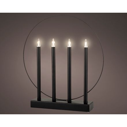 4 CANDELE LED NERE CON DECORAZIONE ORO