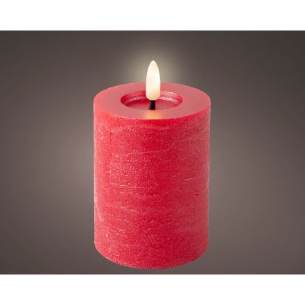 Candela decorativa a LED, altezza 11,2 cm, colore rosso.