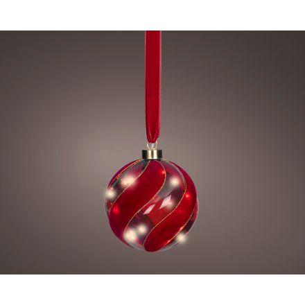 Pallina Natalizia decorativa 30LED, diametro 14 cm, colore rosso e luce bianco caldo.