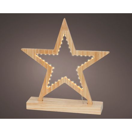 Stella decorativa a LED, altezza 30,8 cm, colore naturale e luce bianco caldo.