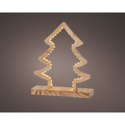 Albero di Natale decorativo a LED, altezza 29,5 cm, colore naturale e luce bianco caldo.